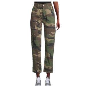 REDONE Jeans Size 24 Stove Pipe High Rise Straight 70's Camo Raw Hem USA Ae11